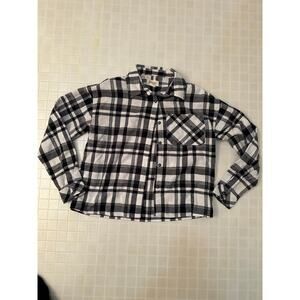 Boston Traders flannel button down shirt size small black and white